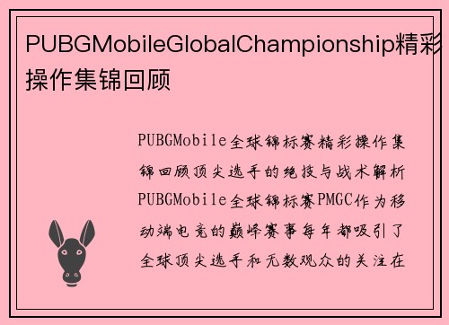 PUBGMobileGlobalChampionship精彩操作集锦回顾